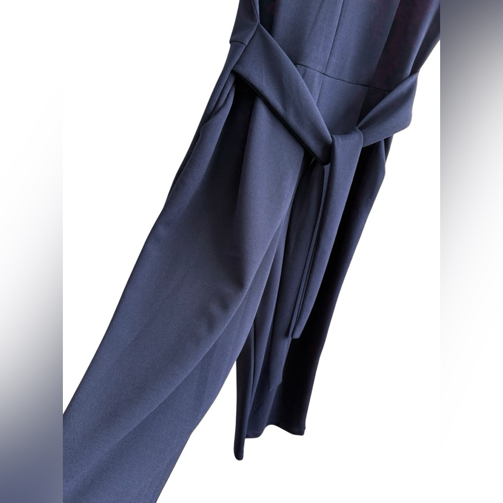 Anthropologie Ett:twe navy blue jumpsuit V-neck sleeveless attached belt M - Picture 7 of 12